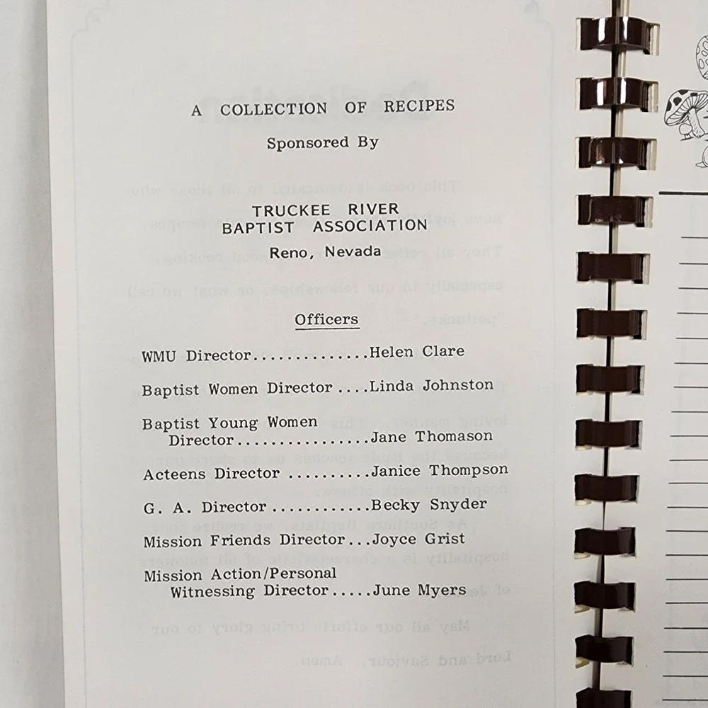VINTAGE 1985 Truckee River Baptist Association‎ NV Cookbook Cooking with Grace
